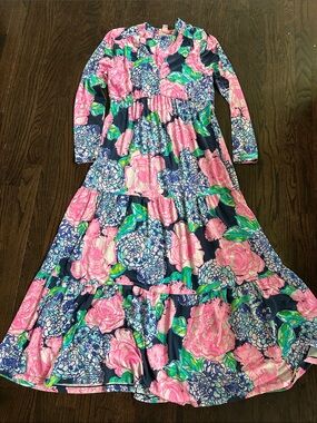 maxi dress with off shoulder sleeves Waves Maxi Dress in Blue | Off The Shoulder Flowy Maxi Dress
